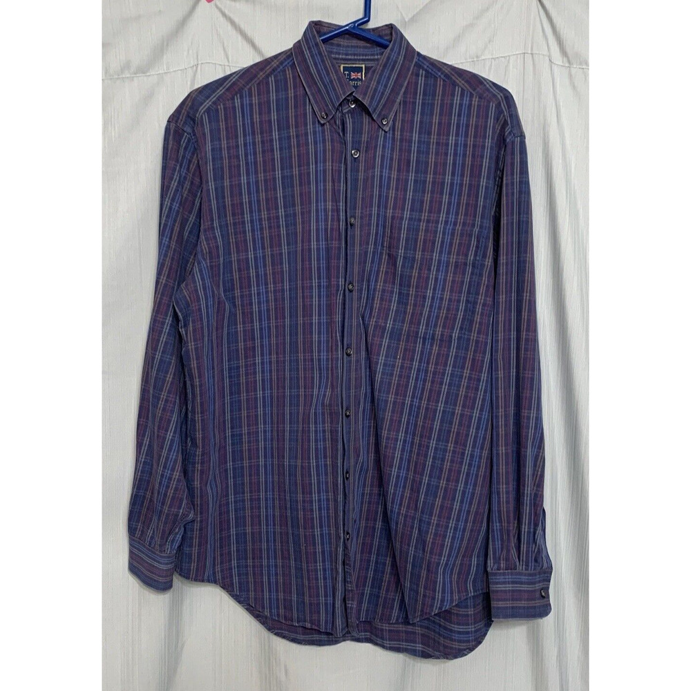 T. Harris London Men's Button-Down Shirt Long Sleeve Size L‎ Dark blue